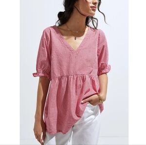 Maeve By Anthropologie Gingham Checkered Tunic Blouse XXS